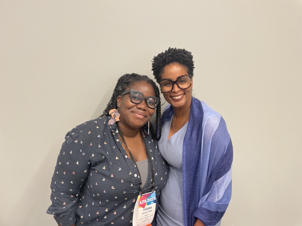 Twanna Hodge is on the left. Dr. Karen Sheffield-Abdullah is on the right.