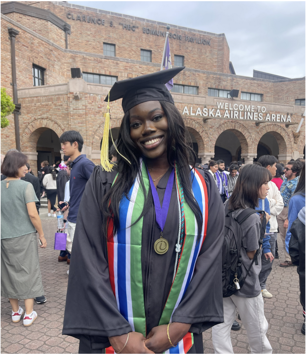Photo of Jainaba Jawara in a cap and gown